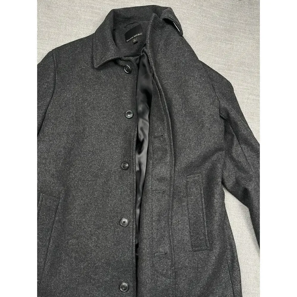 Banana Republic Mario Bellucci Overcoat Mens Large Tall Gray Wool Italian